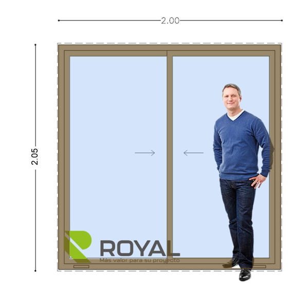 Imagen de Puerta Ventana PVC DVH ROBLE CLARO 200 x 205  doble vidrio  corredizas.
