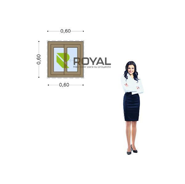 Imagen de Ventana PVC DVH ROBLE CLARO 60x60 doble vidrio corrediza.