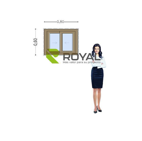 Imagen de Ventana PVC DVH ROBLE CLARO 80x60 doble vidrio corredizas.