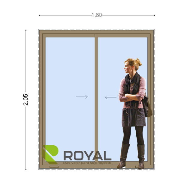 Imagen de Puerta Ventana PVC DVH ROBLE CLARO 180 x 205  doble vidrio  corredizas.