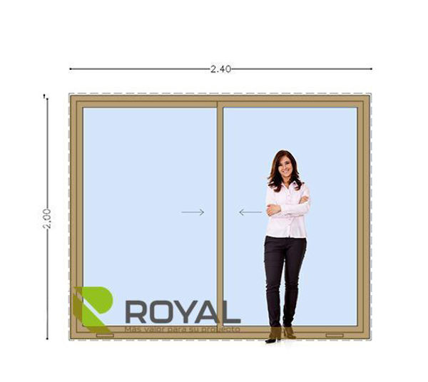 Imagen de Puerta Ventana PVC DVH 240 x 205  ROBLE CLARO doble vidrio corredizas .