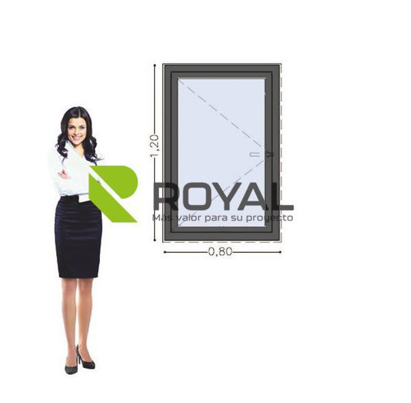 Imagen de Ventana PVC DVH OSCILOBATIENTE ANTRACITA 80 x 120  MANO IZQUIERDA.