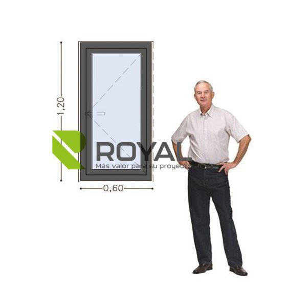 Imagen de Ventana PVC 60x120 doble vidrio batiente, ANTRACITA, AL INTERIOR MANO DER.
