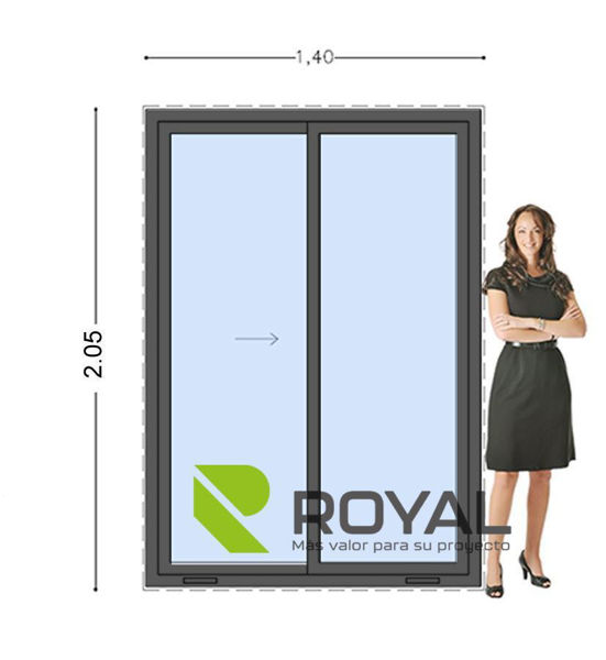 Imagen de Puerta Ventana UPVC  DVH ANTRACITA 140 x 205 doble vidrio corrediza.