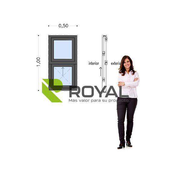 Imagen de Ventana PVC DVH ANTRACITA  50 x 100 doble vidrio guillotina .
