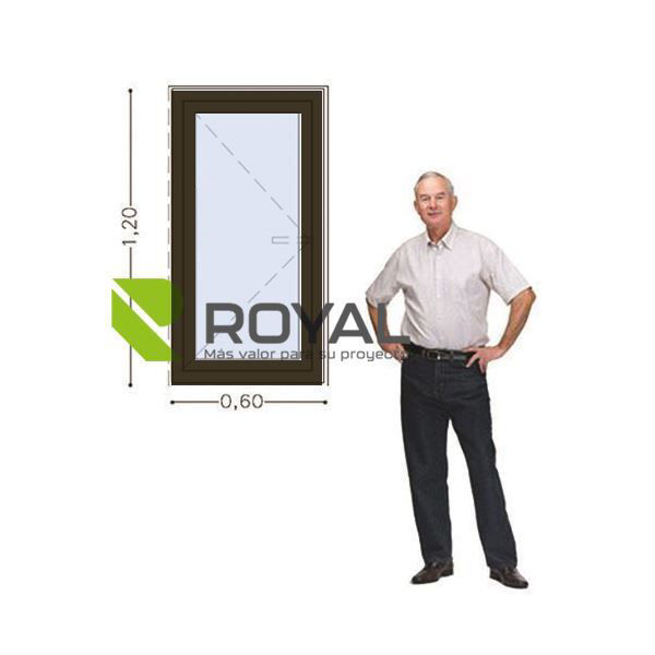 Imagen de Ventana PVC 60x120 doble vidrio batiente, EURO-BLACK AL INTERIOR MANO IZQ (Mosquitero incluído)