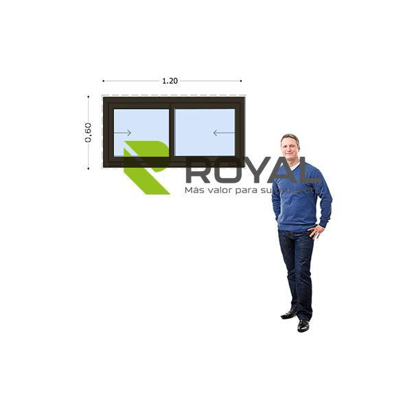 Imagen de Ventana PVC DVH EURO-BLACK 120 x 60  doble vidrio  corredizas