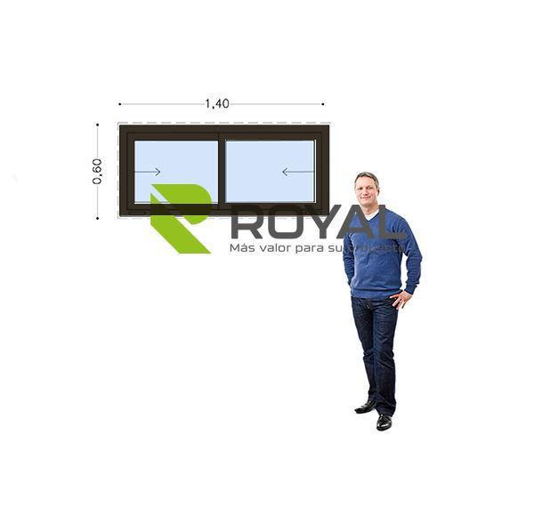 Imagen de Ventana PVC DVH EURO-BLACK 140x60  doble vidrio  corredizas