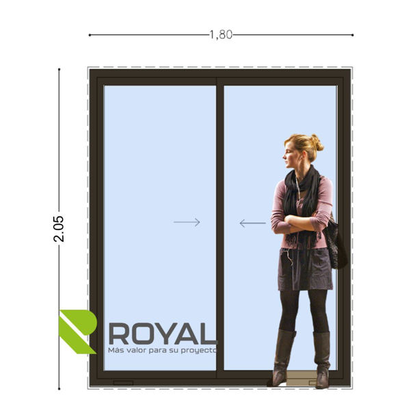Imagen de Puerta Ventana PVC DVH EURO-BLACK 180 x 205  doble vidrio  corredizas (Mosquitero incluído)