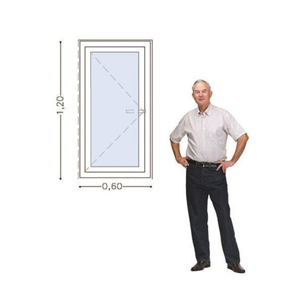 Imagen de Ventana PVC 60x120 doble vidrio batiente, AL INTERIOR MANO DER (Incluye Mosquitero)