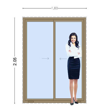 Imagen de Puerta Ventana PVC DVH ROBLE CLARO 160 x 205 doble vidrio corrediza.