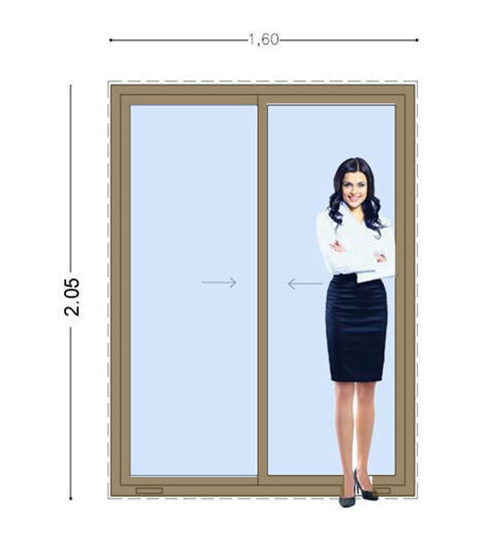 Imagen de Puerta Ventana PVC DVH ROBLE CLARO 160 x 205 doble vidrio corrediza.