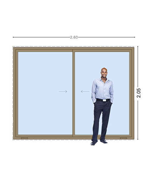 Imagen de Puerta Ventana PVC ROBLE CLARO 260 x 205 doble vidrio corrediza.