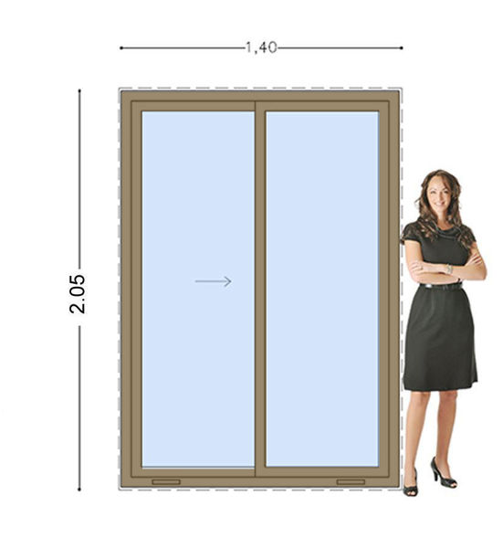 Imagen de Puerta Ventana UPVC  DVH ROBLE CLARO 140 x 205 doble vidrio corrediza.
