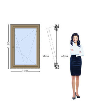 Imagen de Ventana PVC DVH OSCILOBATIENTE ROBLE CLARO 80 x 120  MANO DERECHA.