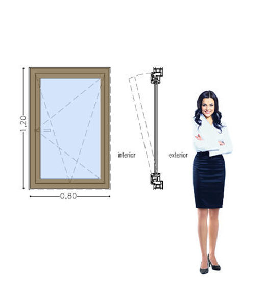 Imagen de Ventana PVC DVH OSCILOBATIENTE ROBLE CLARO 80 x 120  MANO DERECHA.