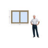 Imagen de Ventana PVC DVH ROBLE CLARO 140 x 100 doble vidrio  corredizas.