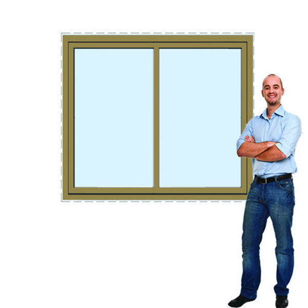 Imagen de Ventana PVC DVH ROBLE CLARO 140x120 doble vidrio corredizas.