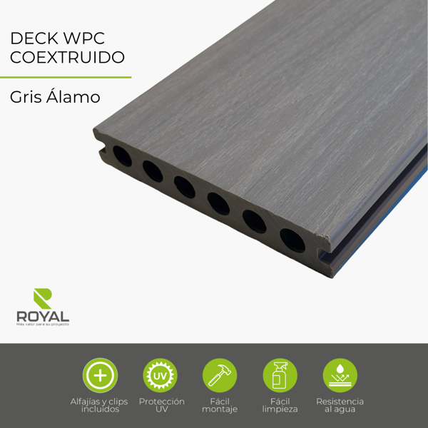 Imagen de DECK WPC COEXTRUIDO - GRIS ÁLAMO